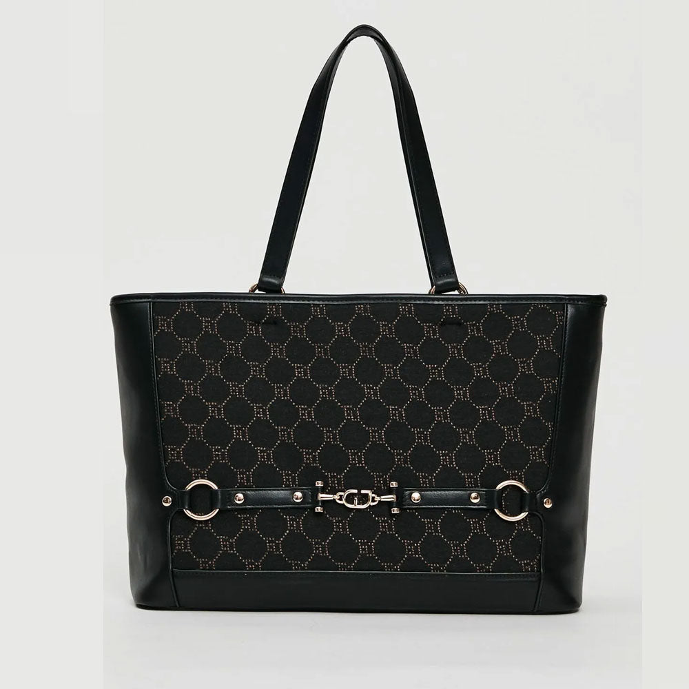 Gaudì Borsa Shopping con Logo Jacquard Colore Nero