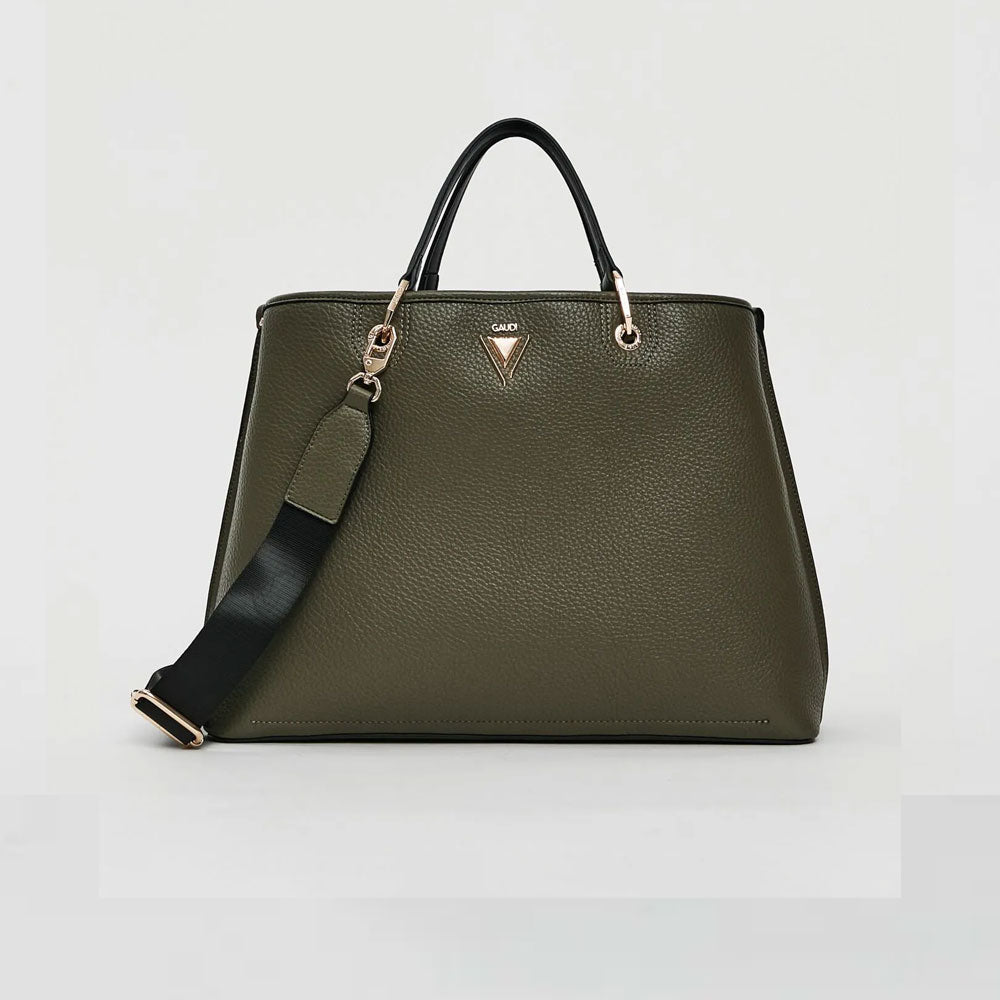Gaudì Borsa Top Handle in Similpelle Large Colore Verde Militare