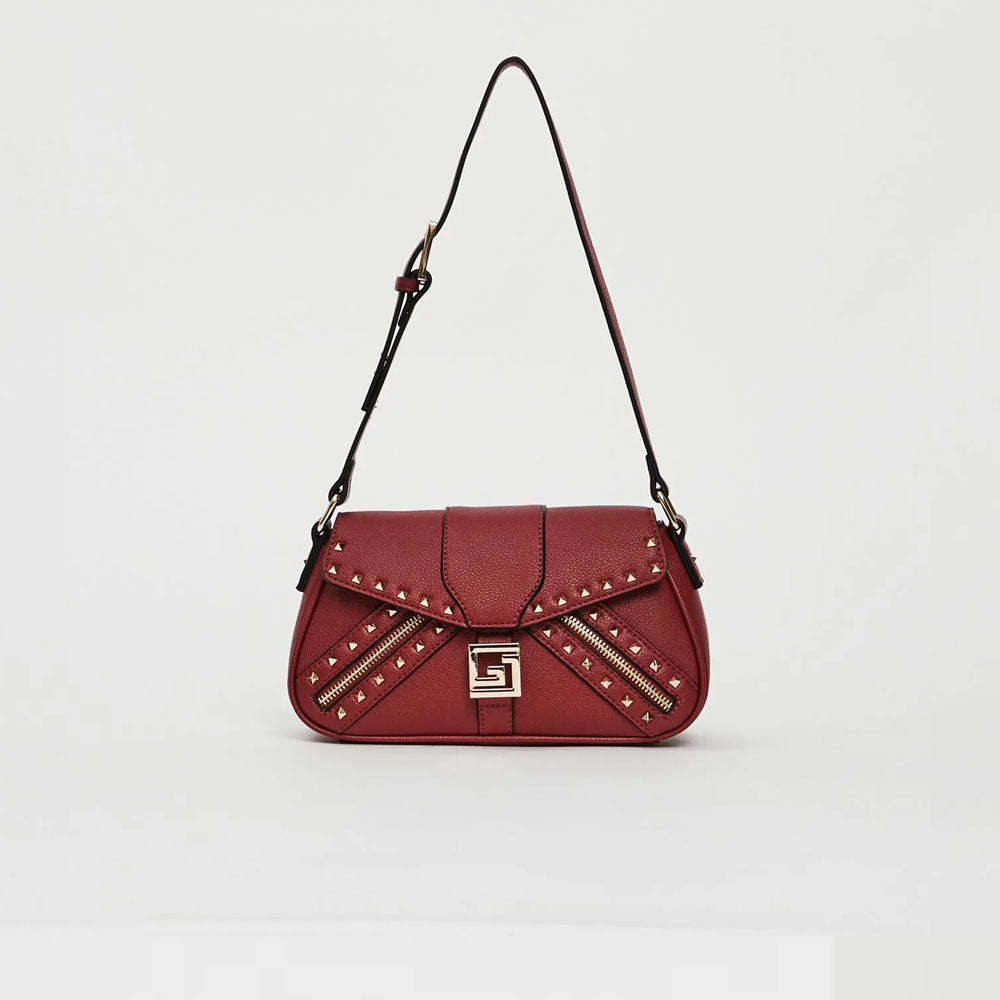 Gaudì Borsa a Spalla con Borchie Colore Bordeaux