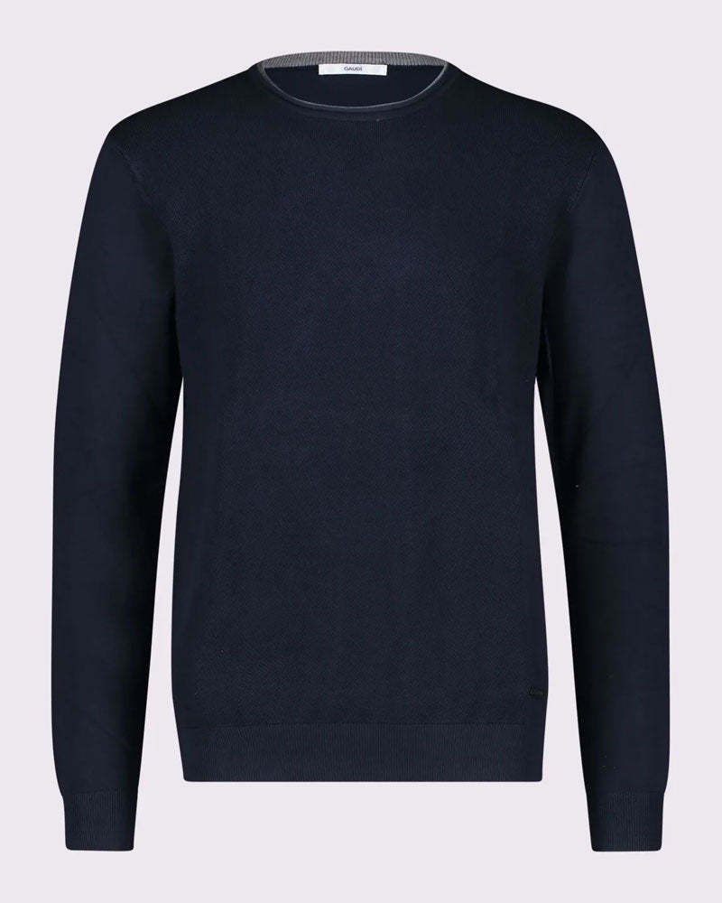 Gaudì Maglia Girocollo con Dettaglio Bianco da Uomo Colore Blu