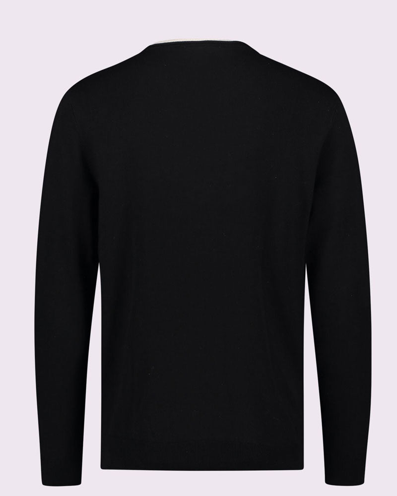 Gaudì Maglia Girocollo con Dettaglio Bianco da Uomo Colore Nero