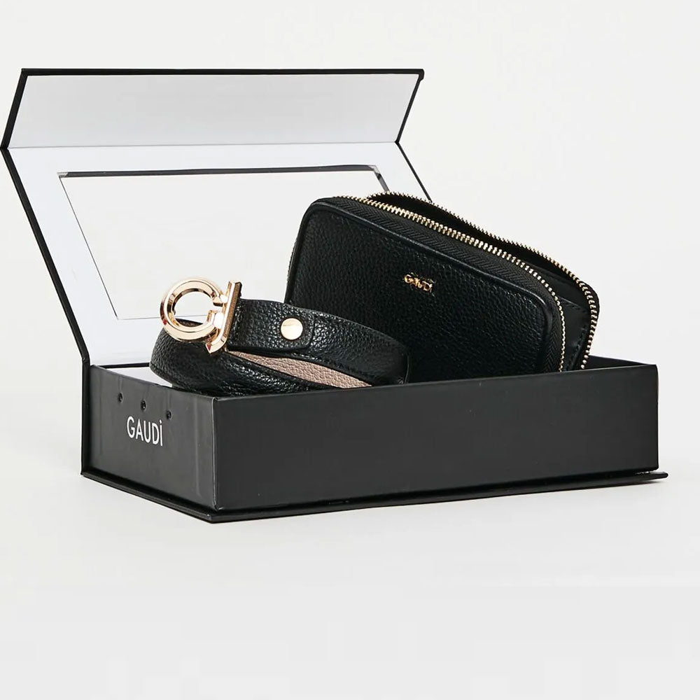 Gaudì Set Cintura e Portafoglio da Donna Colore Nero