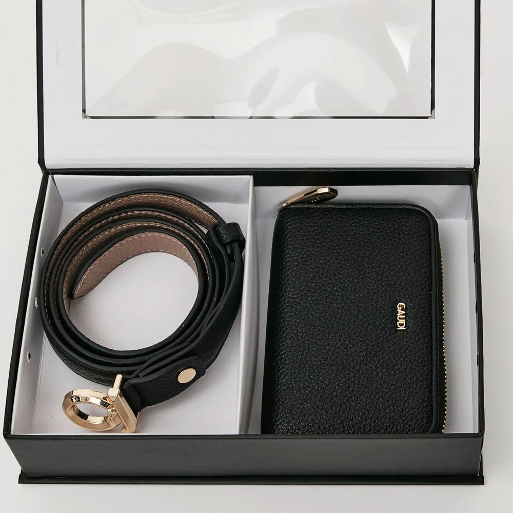 Gaudì Set Cintura e Portafoglio da Donna Colore Nero