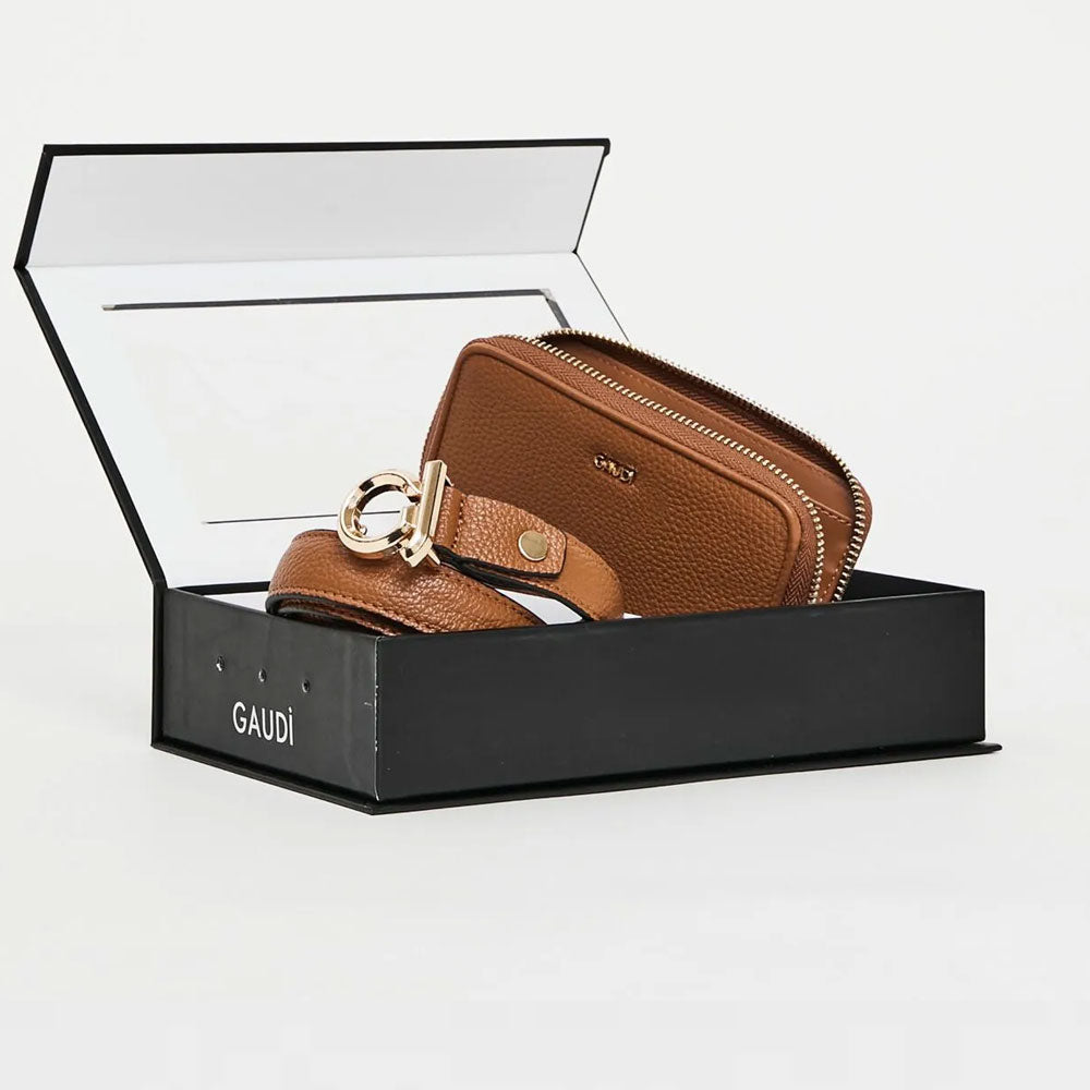 Gaudì Set Cintura e Portafoglio da Donna Colore Tan