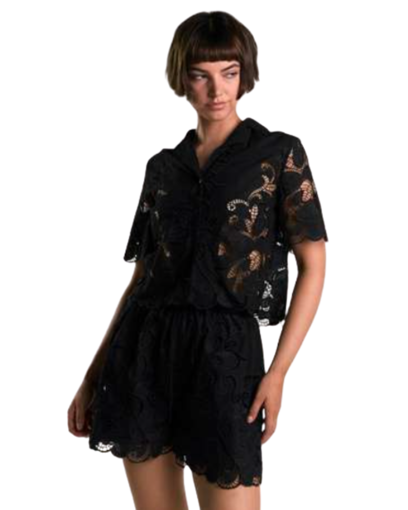 Glamours Camicia in Pizzo Colore Nero