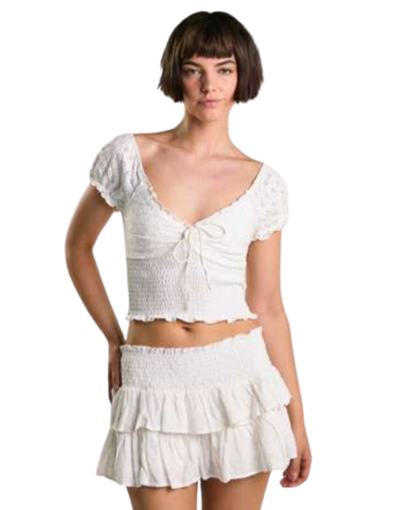 Glamours Top Goffrato Colore Bianco