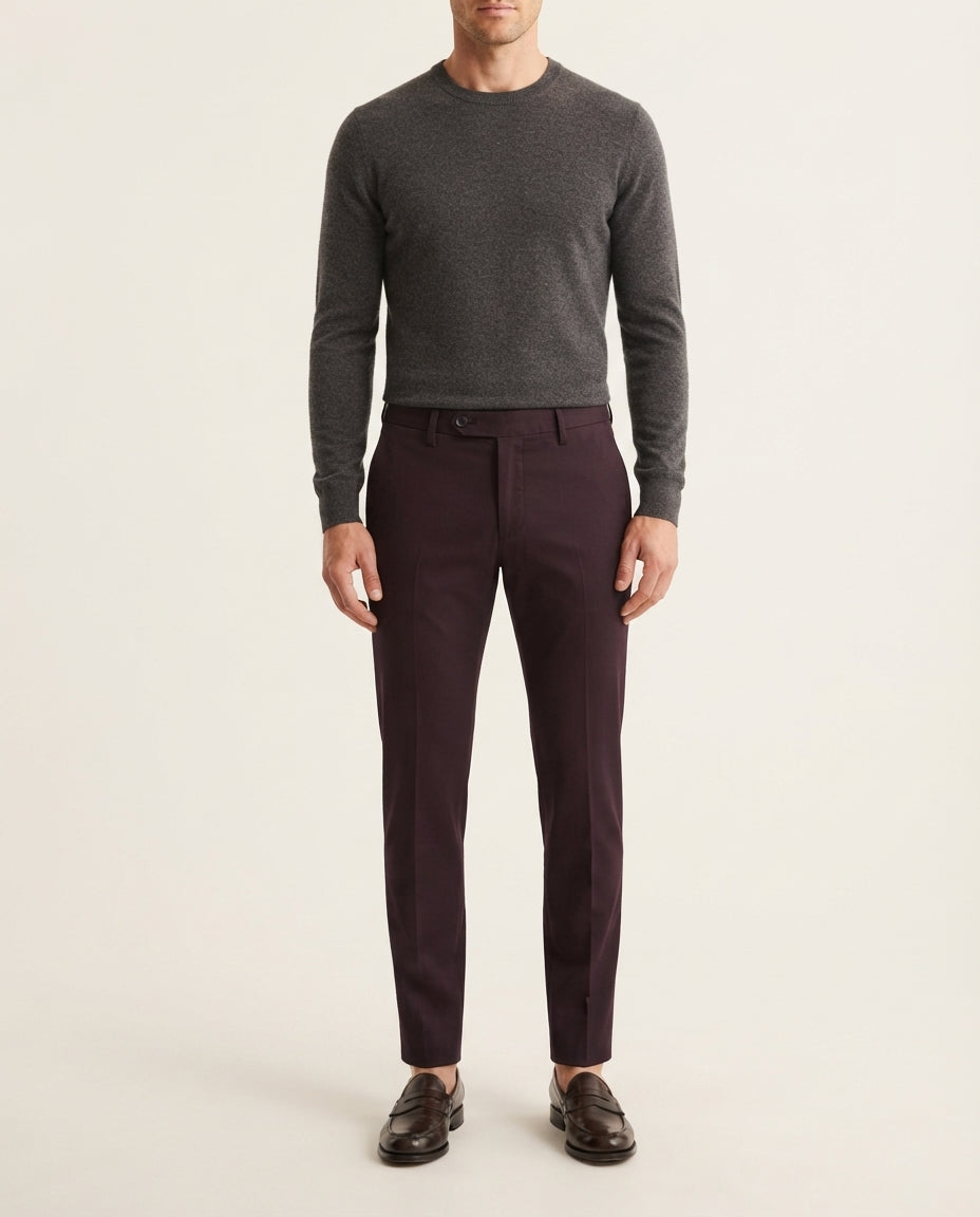 Grillo Sport Pantalone Uomo Sartoriale Slim Fit Colore Vinaccia