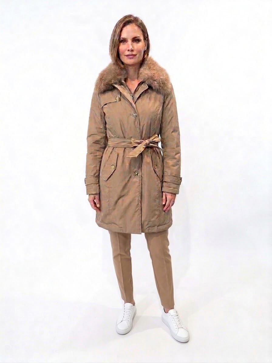 Grillo Sport Trench Con Pelliccia Colore Beige