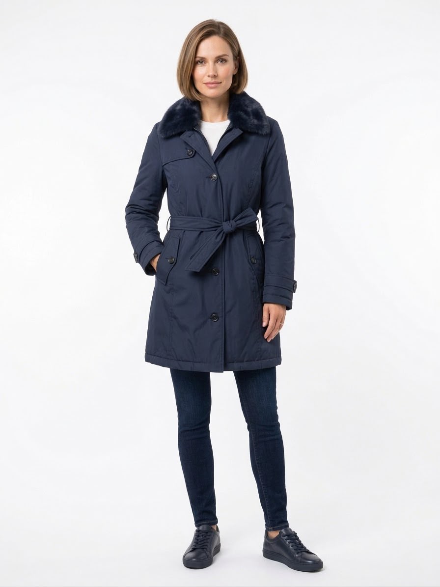 Grillo Sport Trench Con Pelliccia Colore Blu