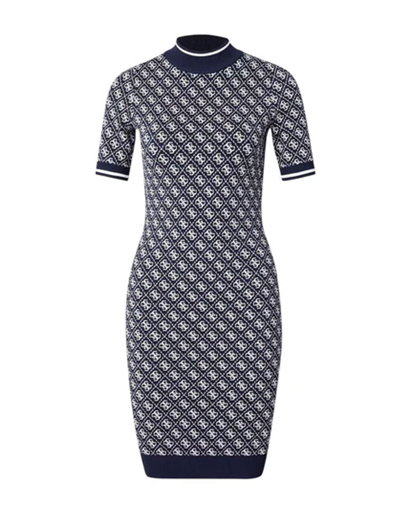 Guess Abito Monogram Manica Corta Colore Blu