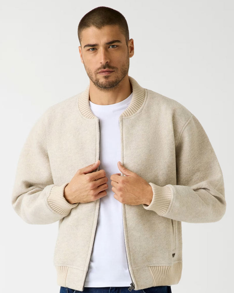 Guess Bomber in Misto Lana da Uomo Colore Beige