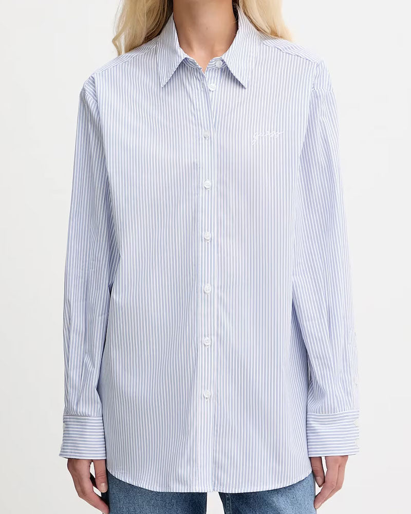 Guess Camicia in Cotone a Righe da Donna Colore Blu