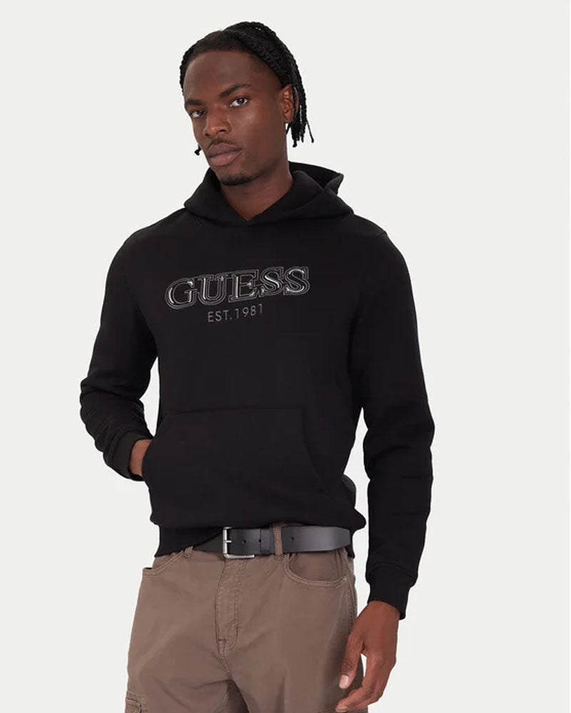 Guess Felpa con Cappuccio Regular Fit da Uomo Colore Nero