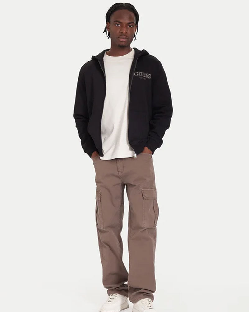 Guess Felpa con Cappuccio e Stampa da Uomo Colore Nero