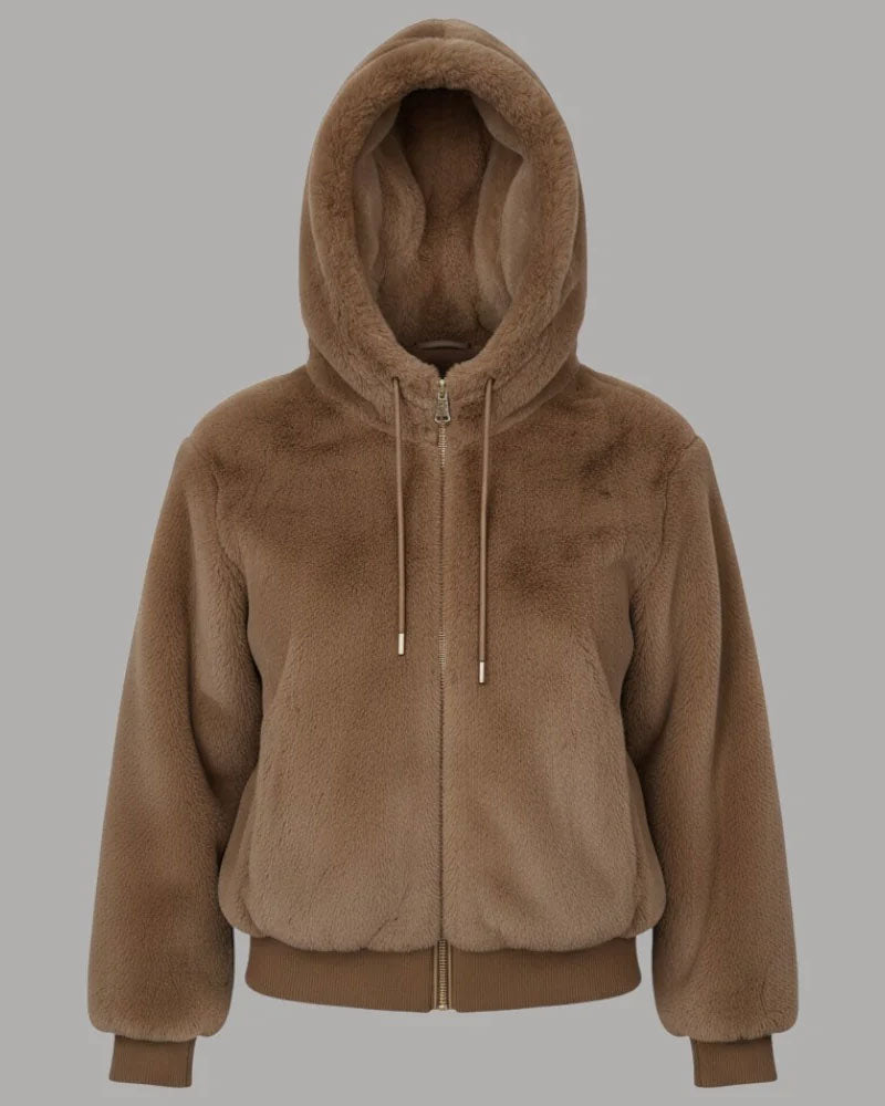 Guess Giacca Lucrezia con Cappuccio da Donna Colore Marrone Chiaro