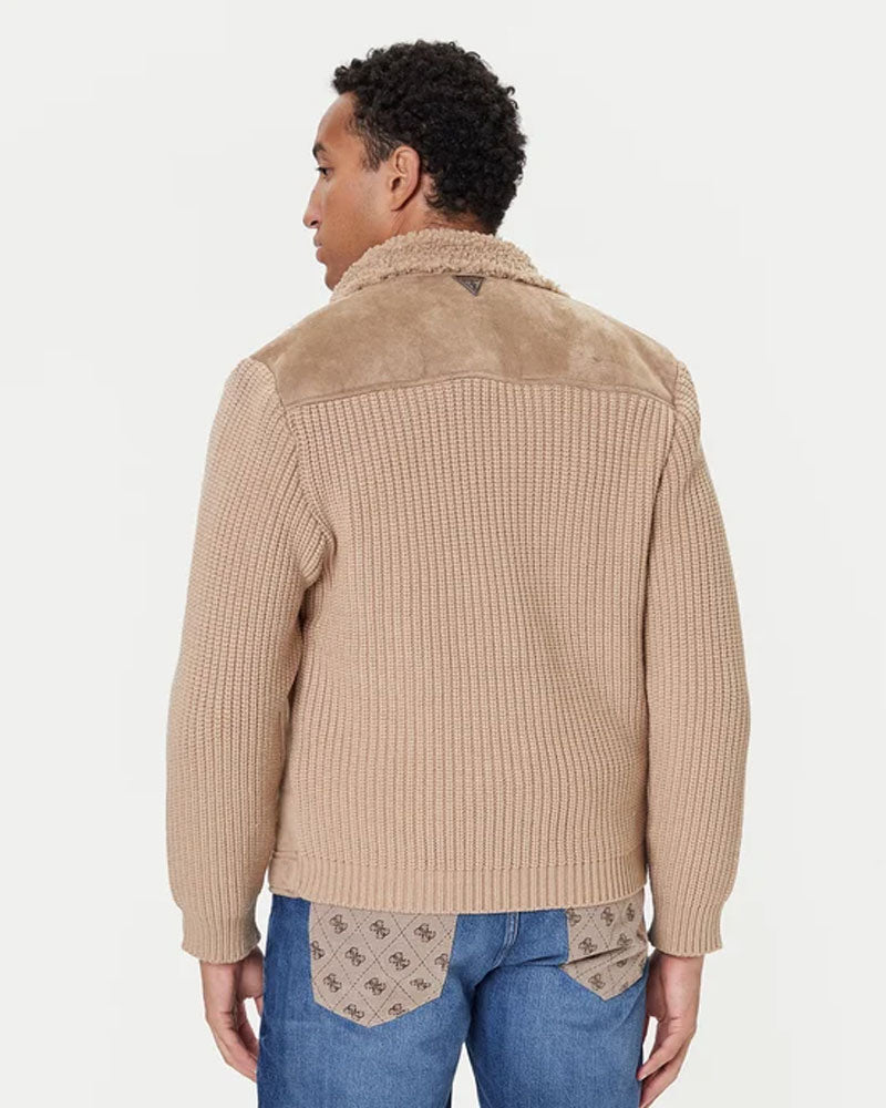 Guess Giacca in Simil Scamosciato da Uomo Colore Beige