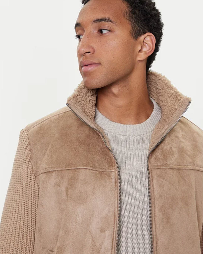 Guess Giacca in Simil Scamosciato da Uomo Colore Beige