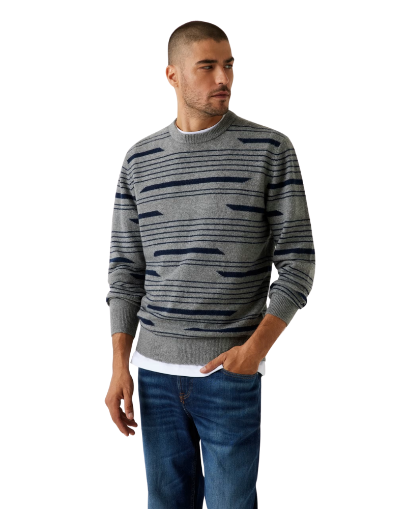 Guess Maglione in Misto Lana a Righe Colore Grigio da Uomo