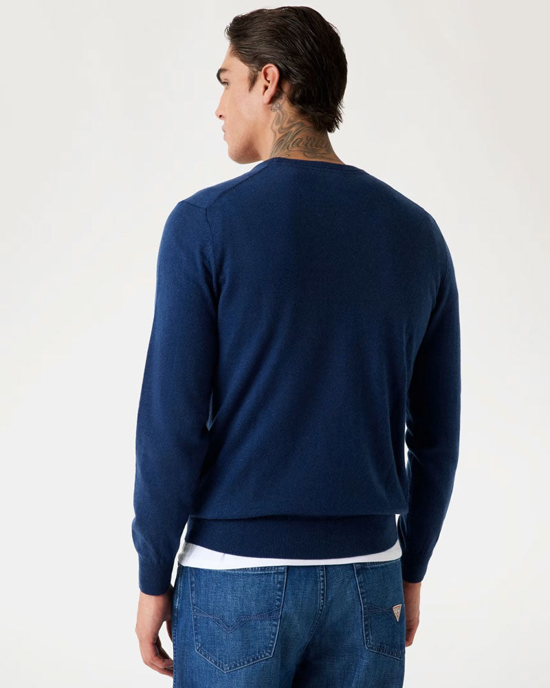 Guess Maglione in Misto Seta da Uomo Colore Blu