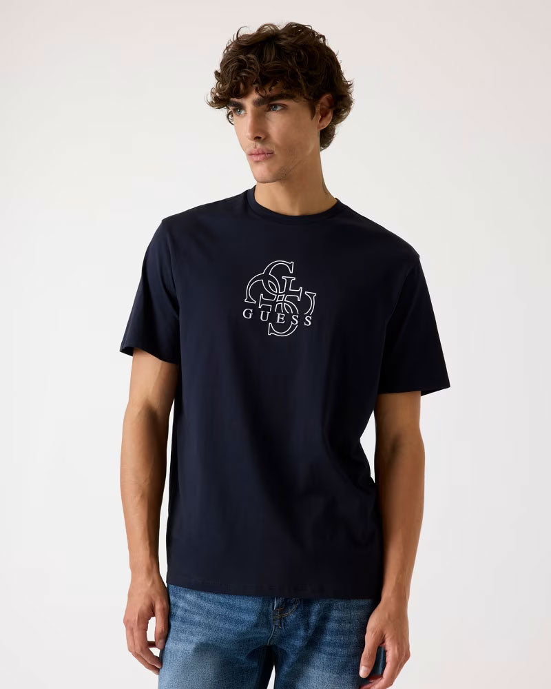 Guess T-Shirt con Logo 4G da Uomo Colore Blu