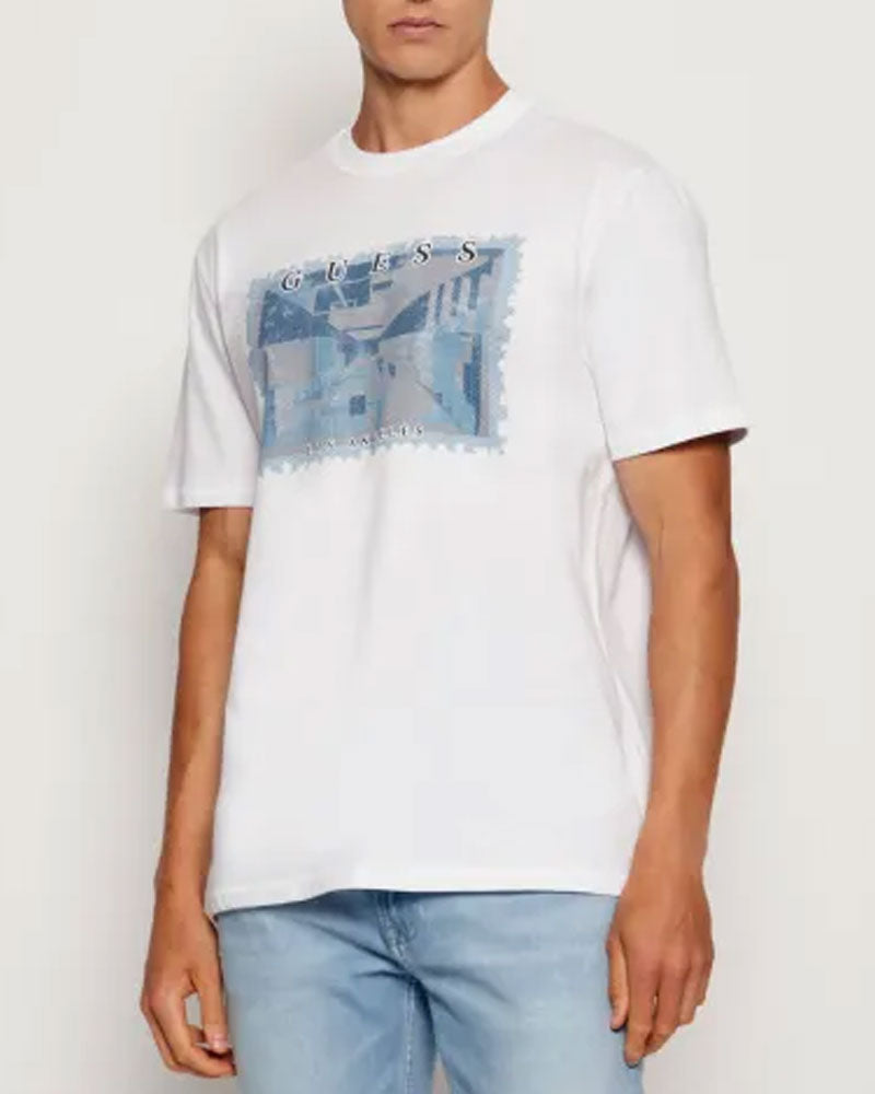 Guess T-Shirt con Stampa da Uomo Colore Bianco