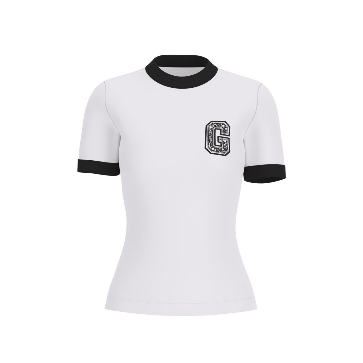 Guess T-Shirt Donna Colore Bianco con Dettagli a Contrasto