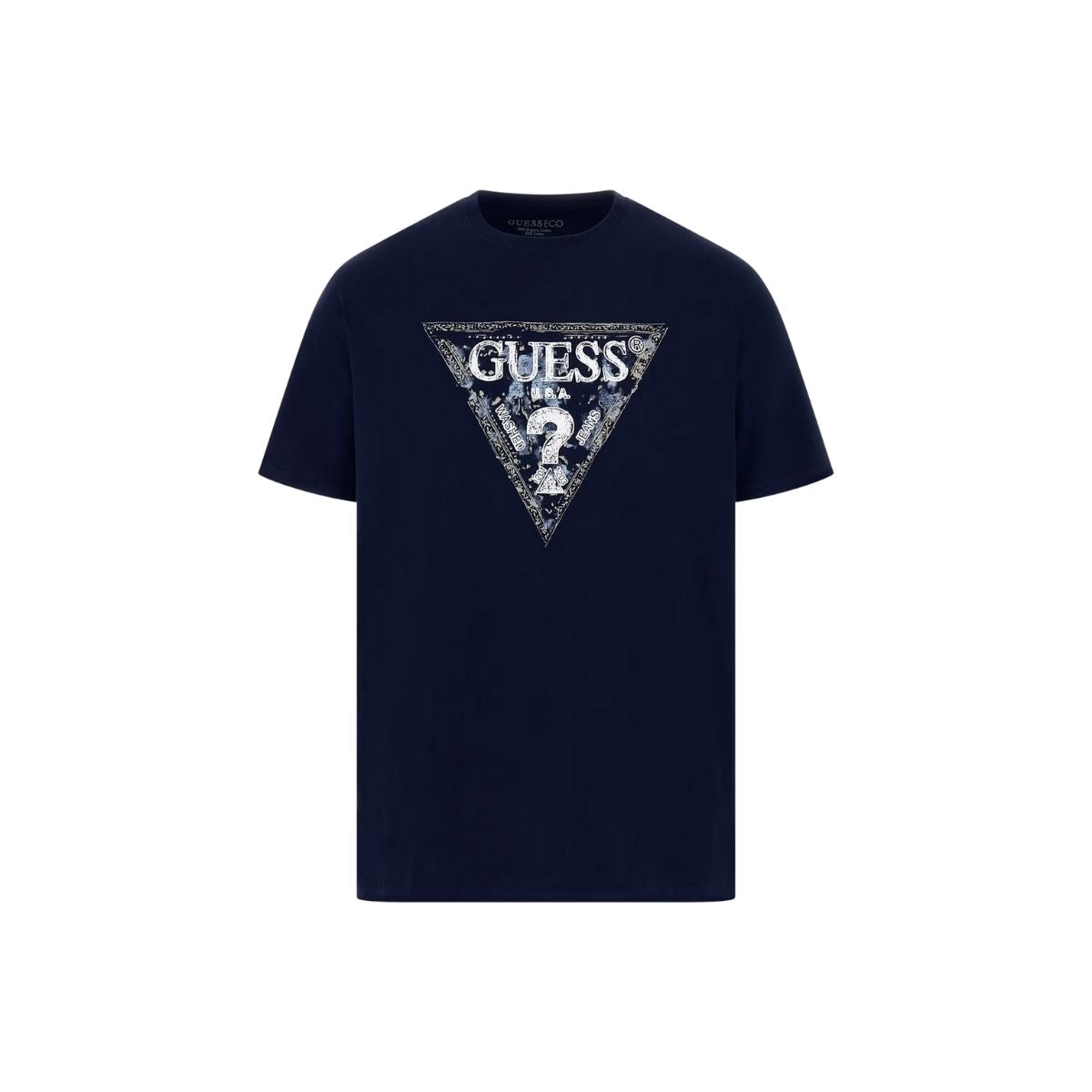 Guess T-shirt in Jersey di puro Cotone Colore Blu da Uomo