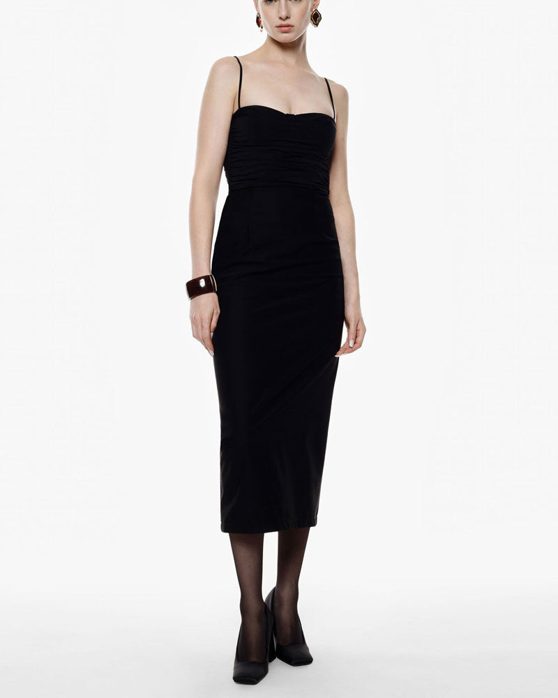 Imperial Abito a Tubino Midi con Spalline Sottili Colore Nero