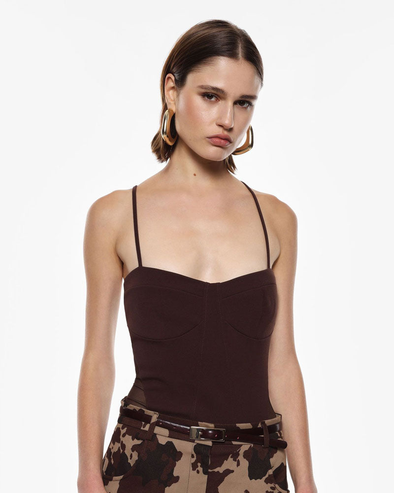 Imperial Body con spalline sottili e pannelli laterali in rete Colore Moro