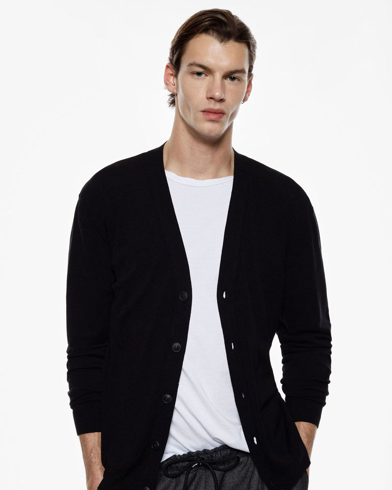 Imperial Cardigan con Bottoni e Scollo a V da Uomo Colore Nero