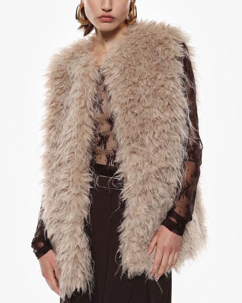 Imperial Gilet Pelliccia Sintetica senza Chiusura Colore Burro