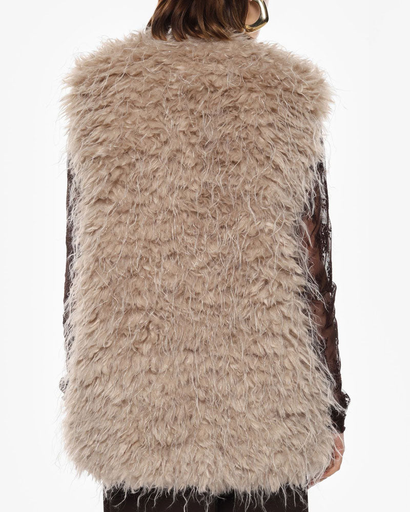 Imperial Gilet Pelliccia Sintetica senza Chiusura Colore Burro