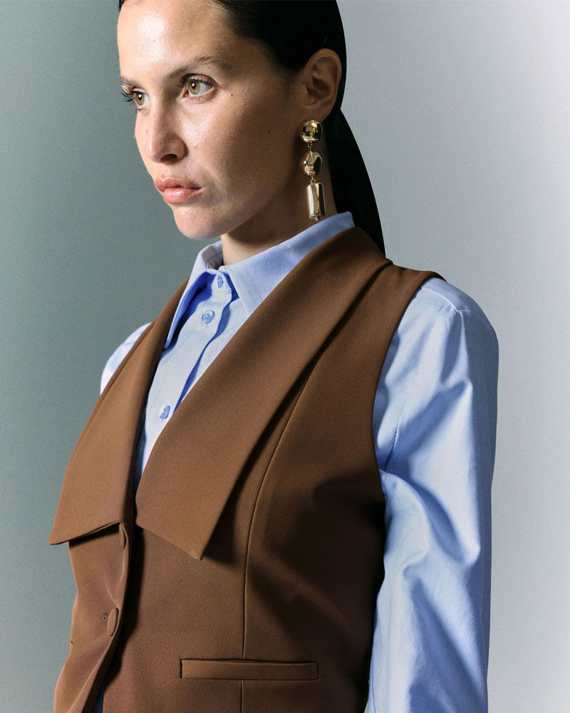 Imperial Gilet con Bottoni e Tasche da Donna Colore Castagna