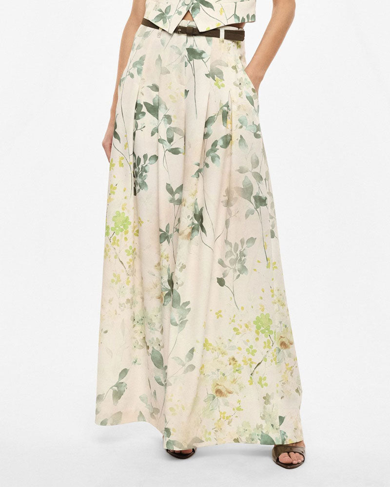 Imperial Pantaloni Palazzo a Vita Alta con Stampa Floreale