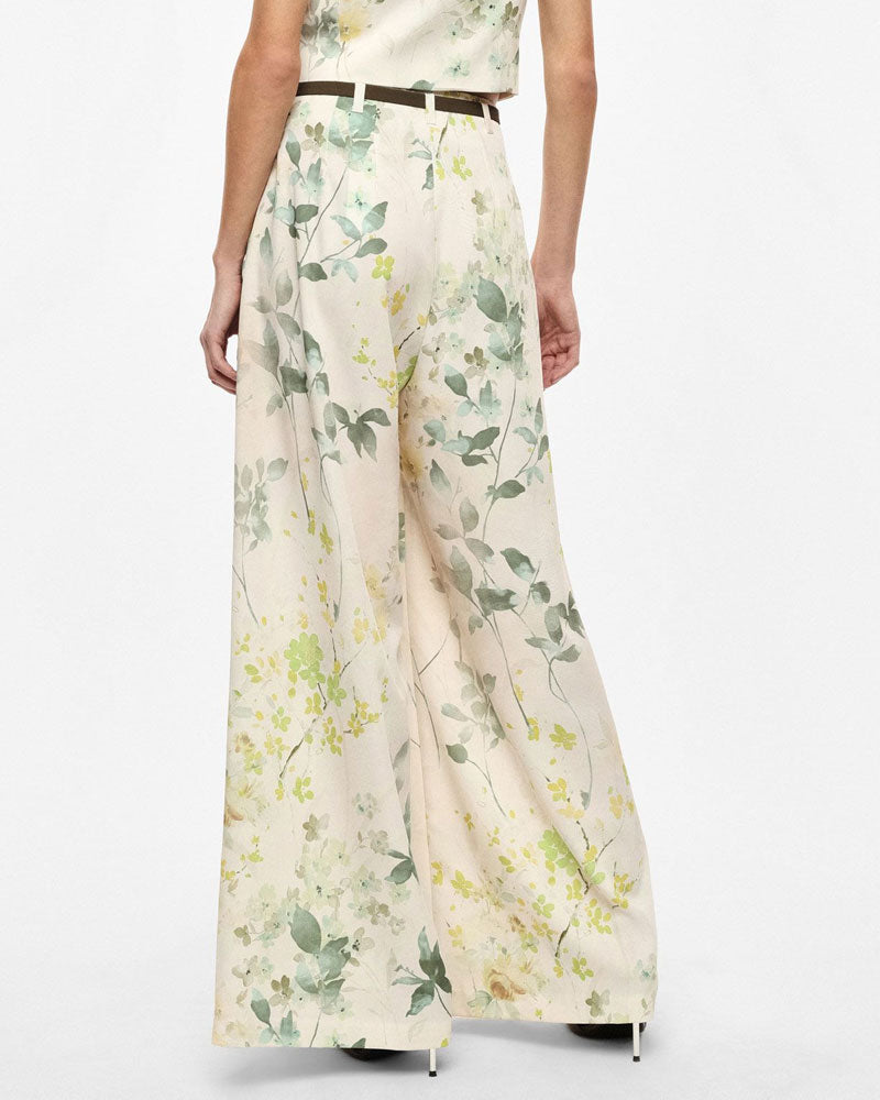 Imperial Pantaloni Palazzo a Vita Alta con Stampa Floreale