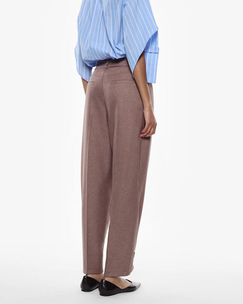 Imperial Pantaloni Sartoriali Ampi Pinces Chiusura Frontale Colore Tortora