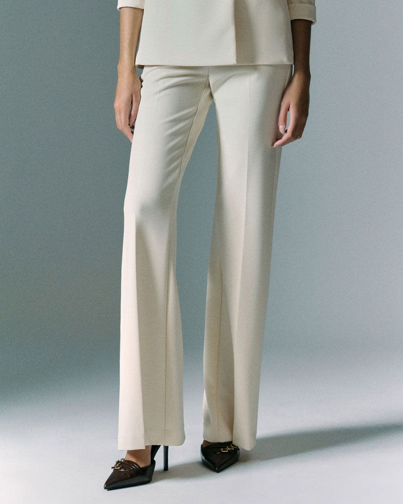 Imperial Pantaloni a Zampa Vita Media Colore Gesso