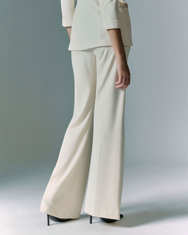 Imperial Pantaloni a Zampa Vita Media Colore Gesso