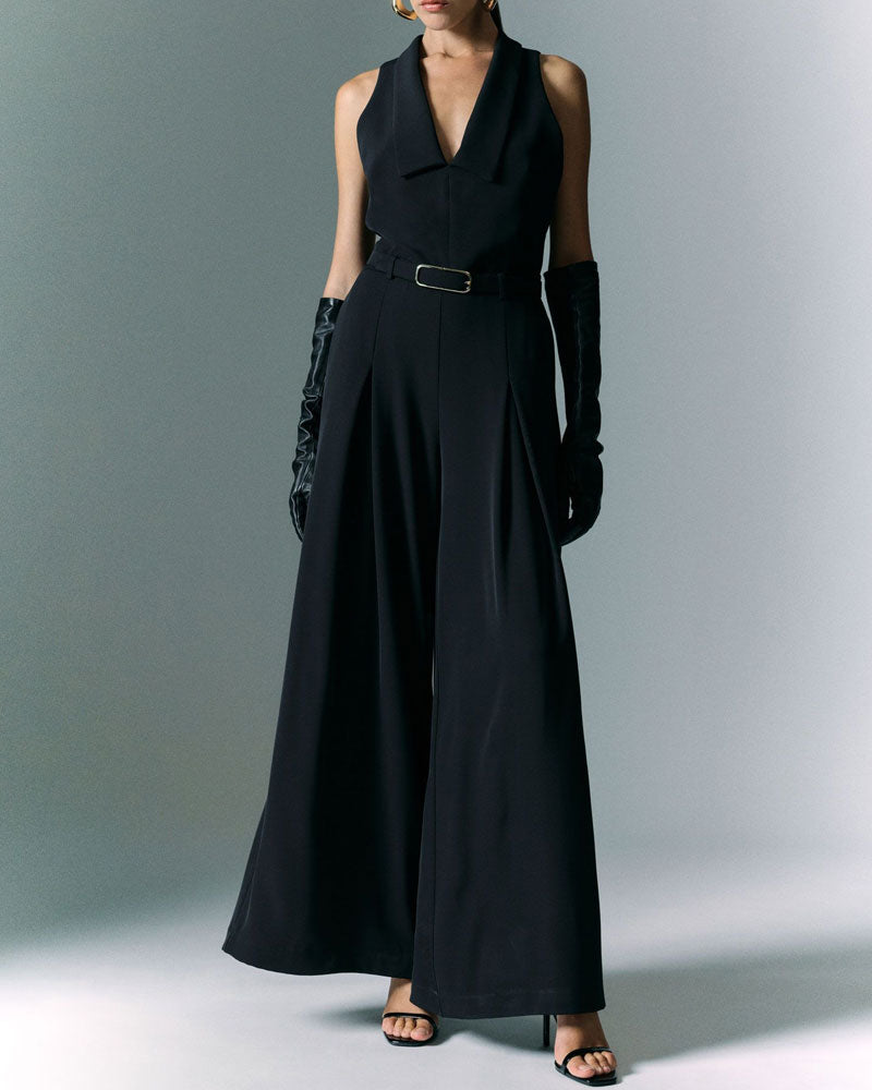 Imperial Tuta con Cintura e Collo a V Ampio Colore Nero