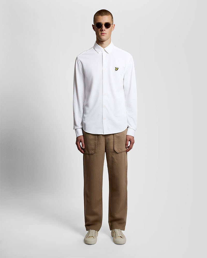 Lyle & Scott Camicia in Jersey di Cotone Oxford Colore Bianco