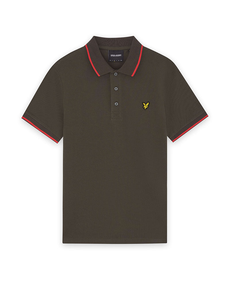 Lyle & Scott Polo con Logo Colletto Rigato Colore Marrone
