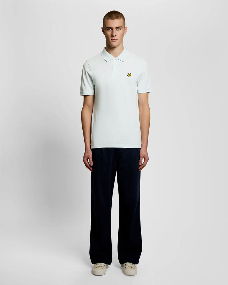 Lyle & Scott Polo in Cotone con Logo Colore Blu Ghiaccio