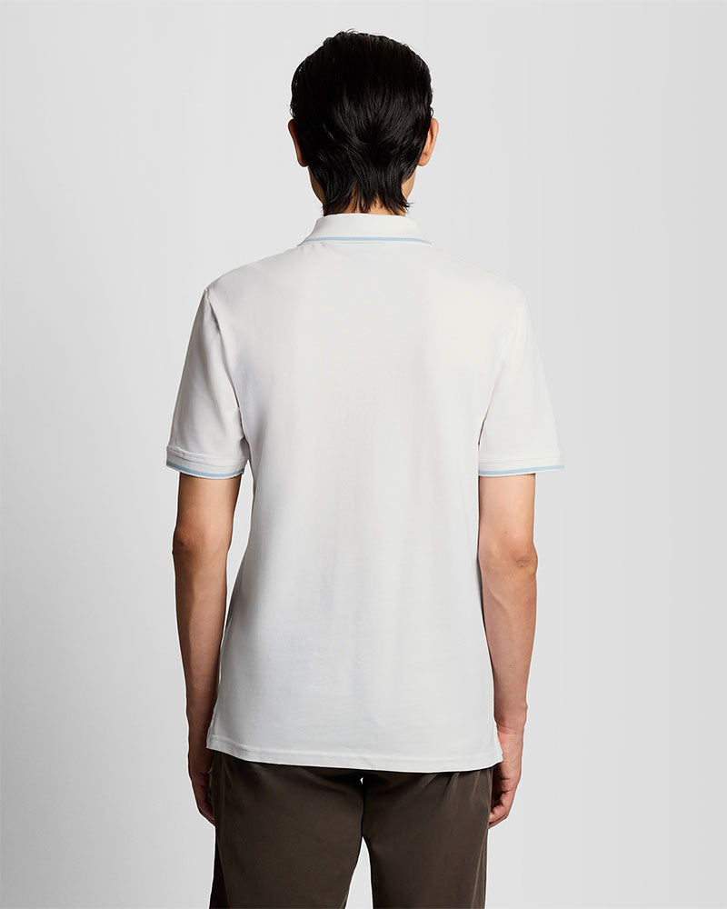 Lyle & Scott Polo in Piquet con Riga a Contrasto Colore Bianco