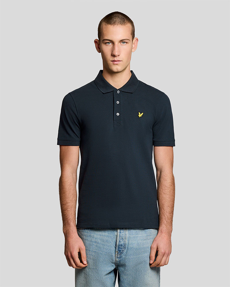 Lyle & Scott Polo in Piquet con Riga a Contrasto Colore Blu Scuro