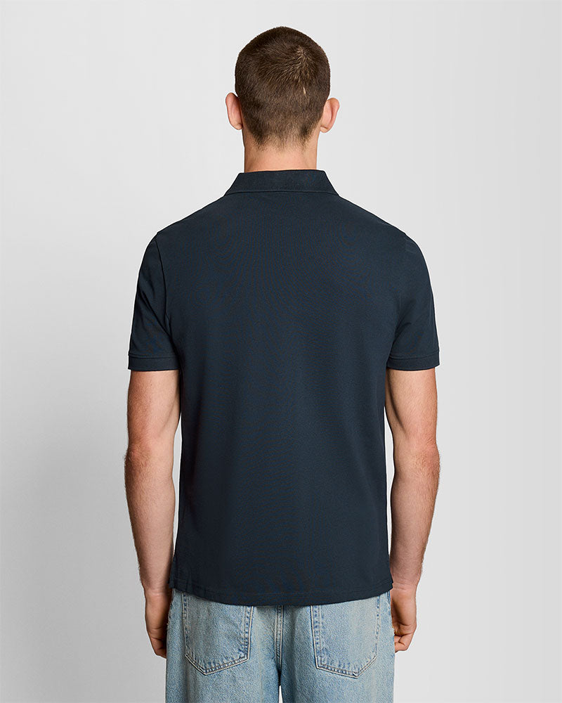 Lyle & Scott Polo in Piquet con Riga a Contrasto Colore Blu Scuro