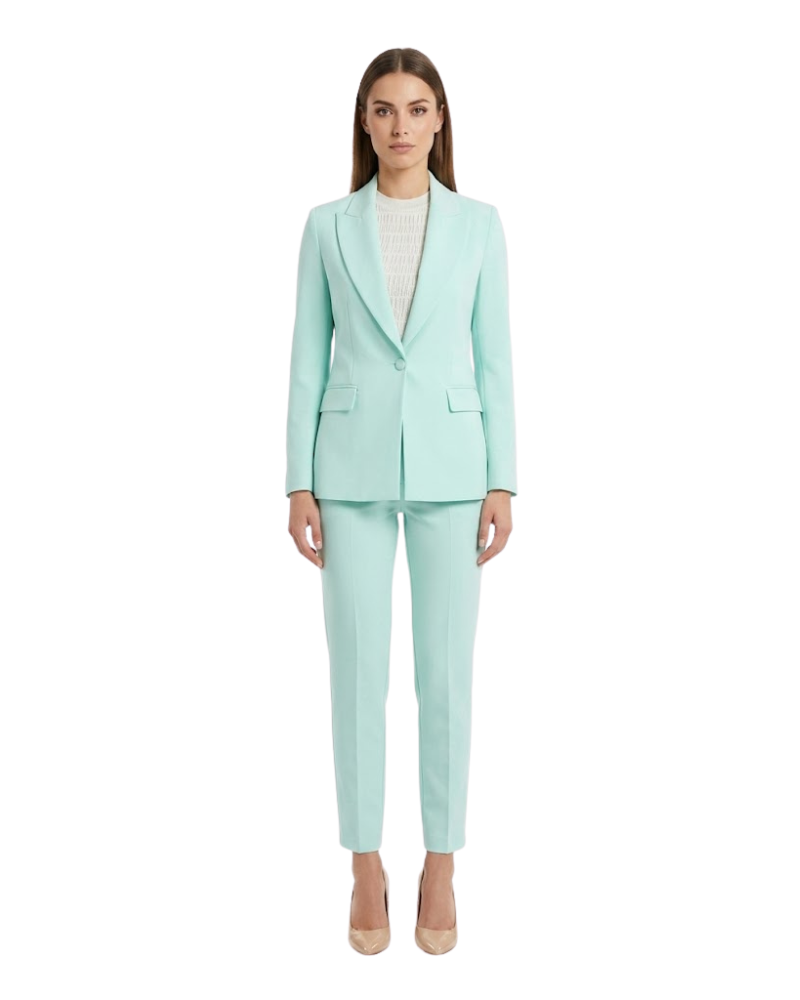 Grillo Sport Tailleur Colore Menta Completo Giacca Monopetto e Pantalone Slim Cigarette