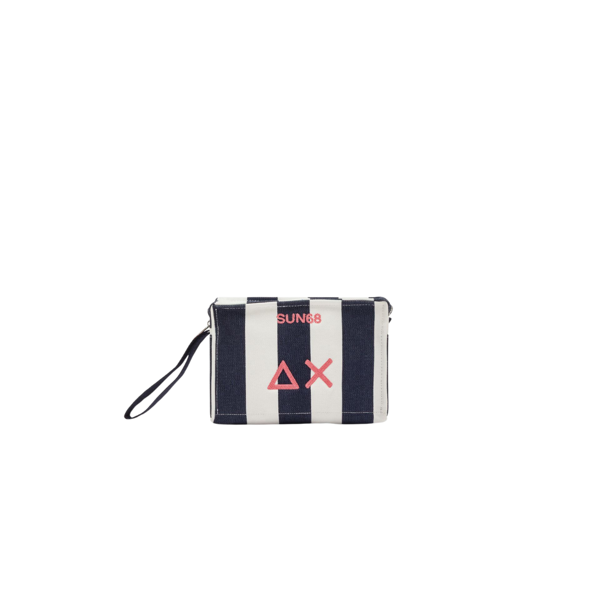 Sun68 Beauty Case in Tela di Cotone Stampato Colore Blu navy/bianco Panna