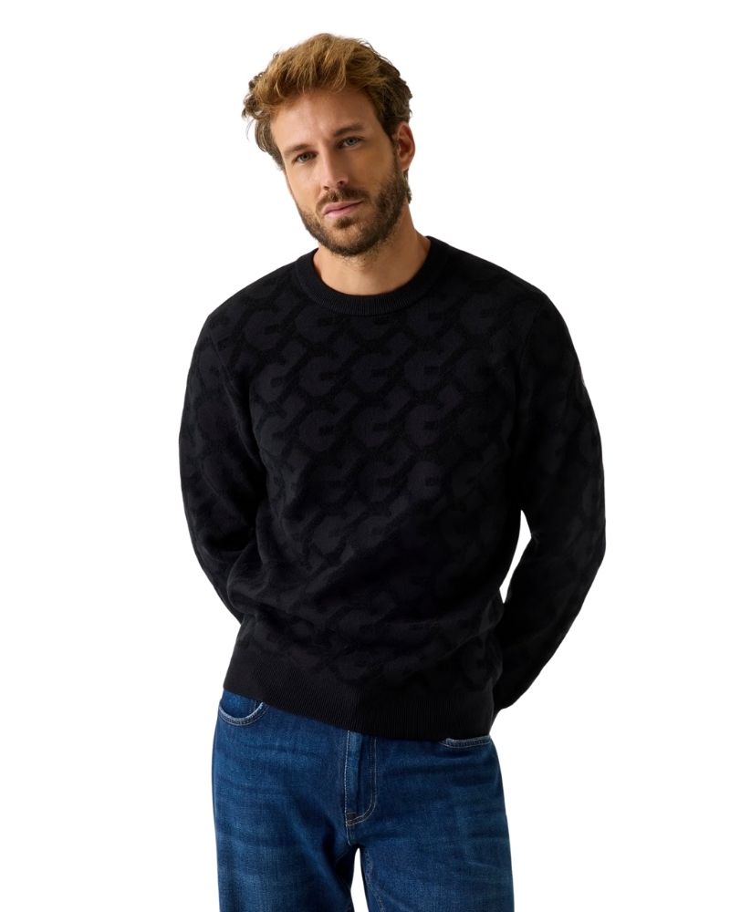 Guess Maglione logo jacquard a sbalzo Colore Nero da Uomo