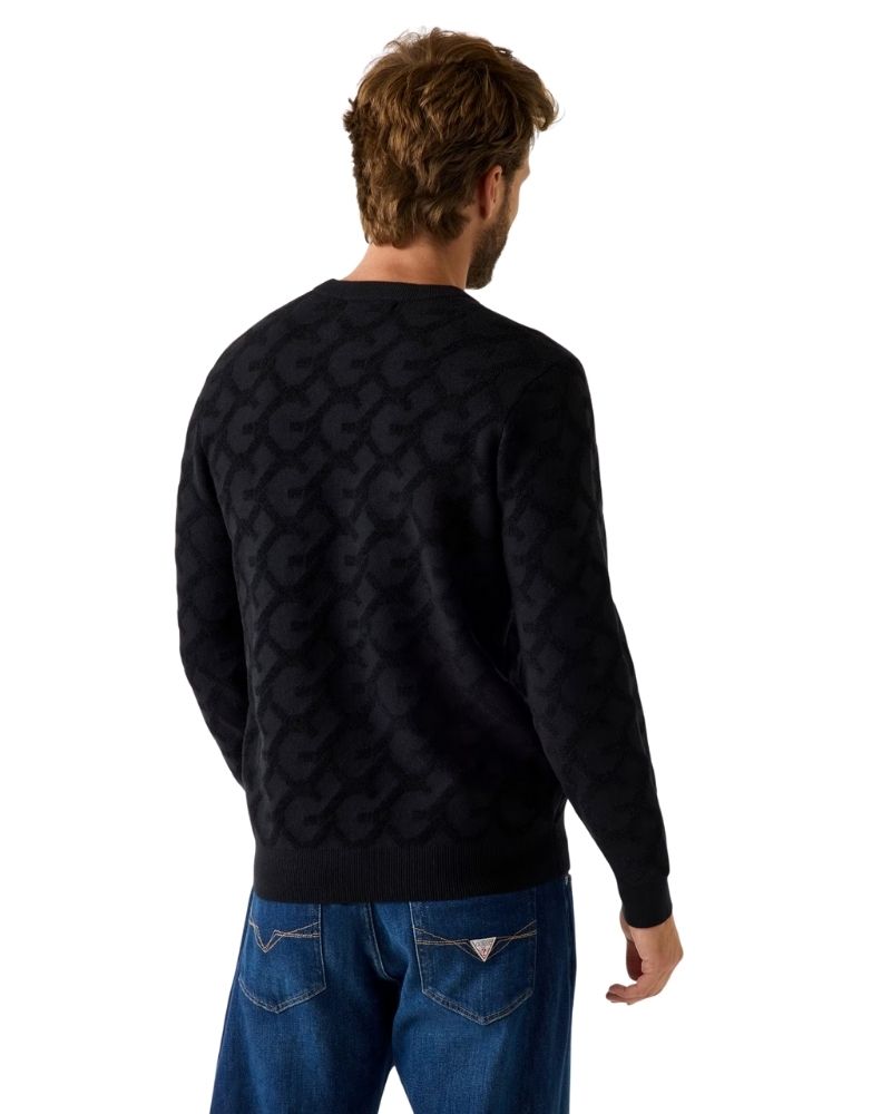 Guess Maglione logo jacquard a sbalzo Colore Nero da Uomo