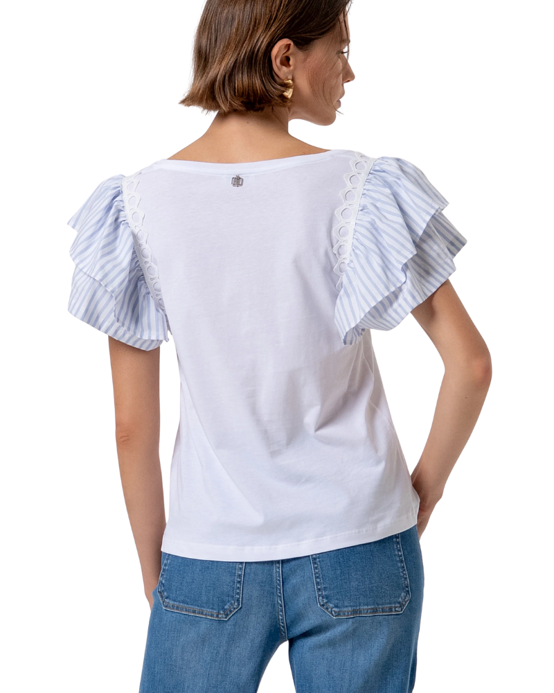 Fracomina T-shirt Regular in Jersey Colore Bianco e Blu